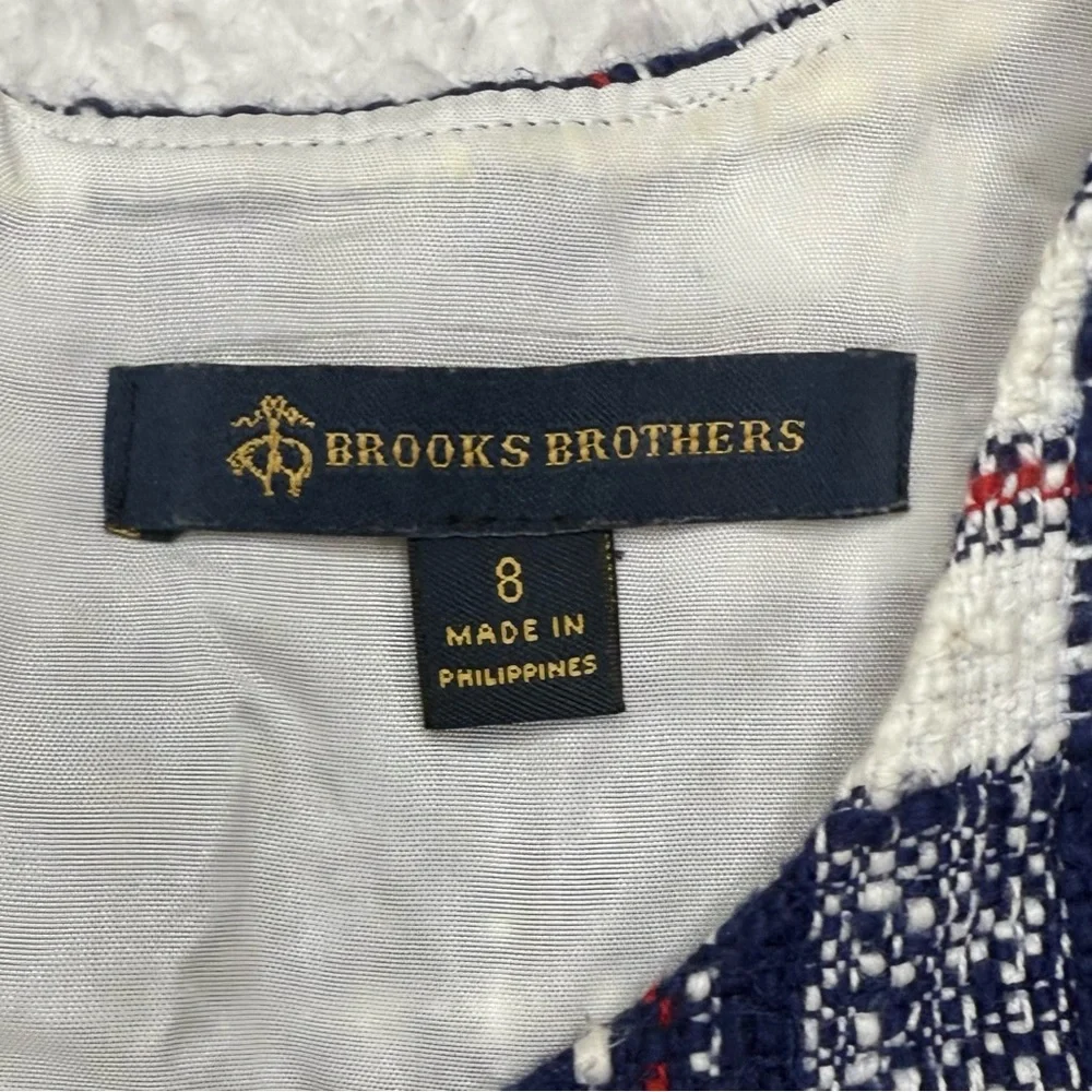 Brooks Brothers Dress Womens 8 Blue Tartain Plaid Sheath Sleeveless Lined Career - Picture 3 of 12